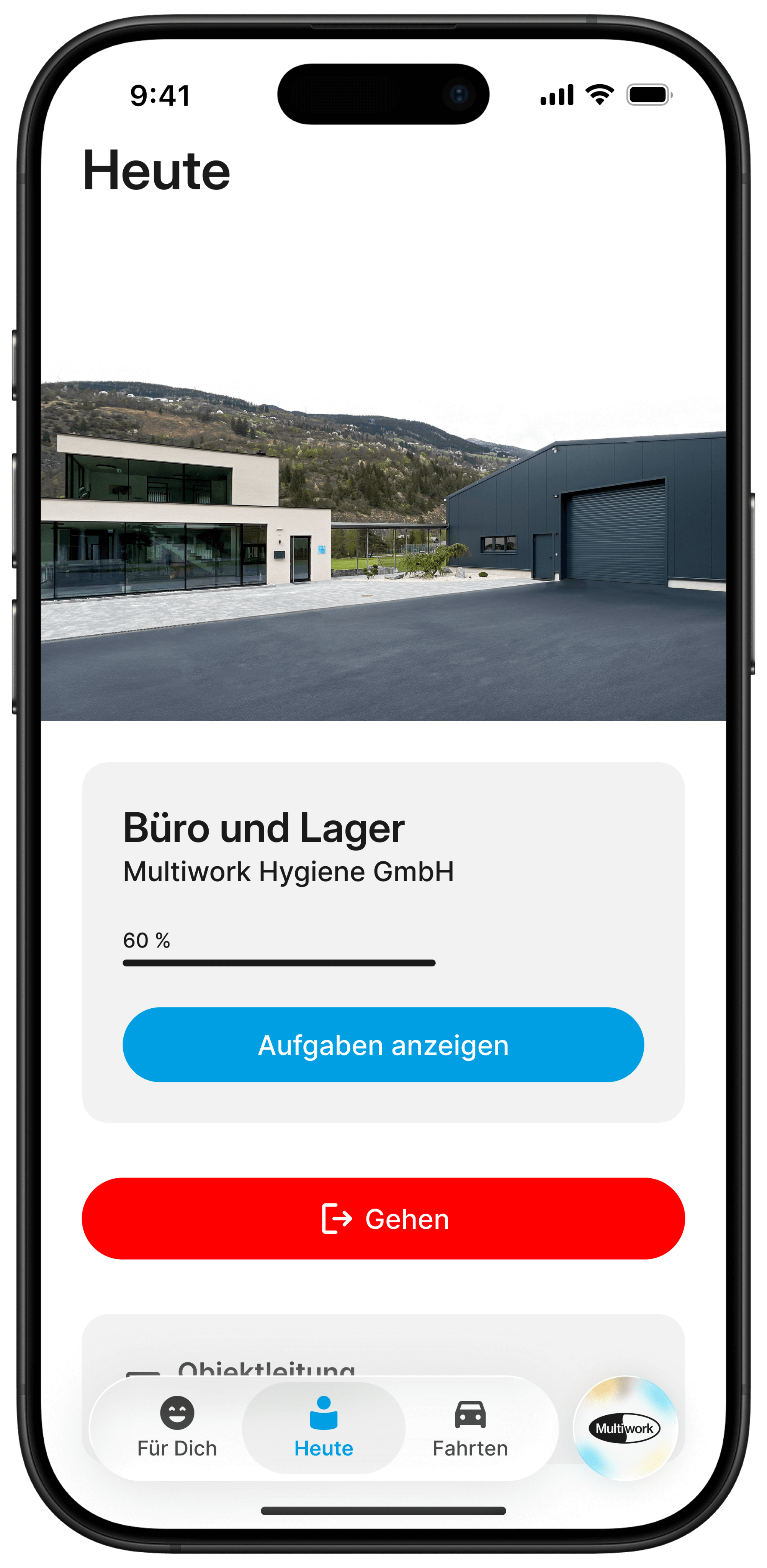 Projektübersicht – Aufgaben anzeigen oder Raum scannen