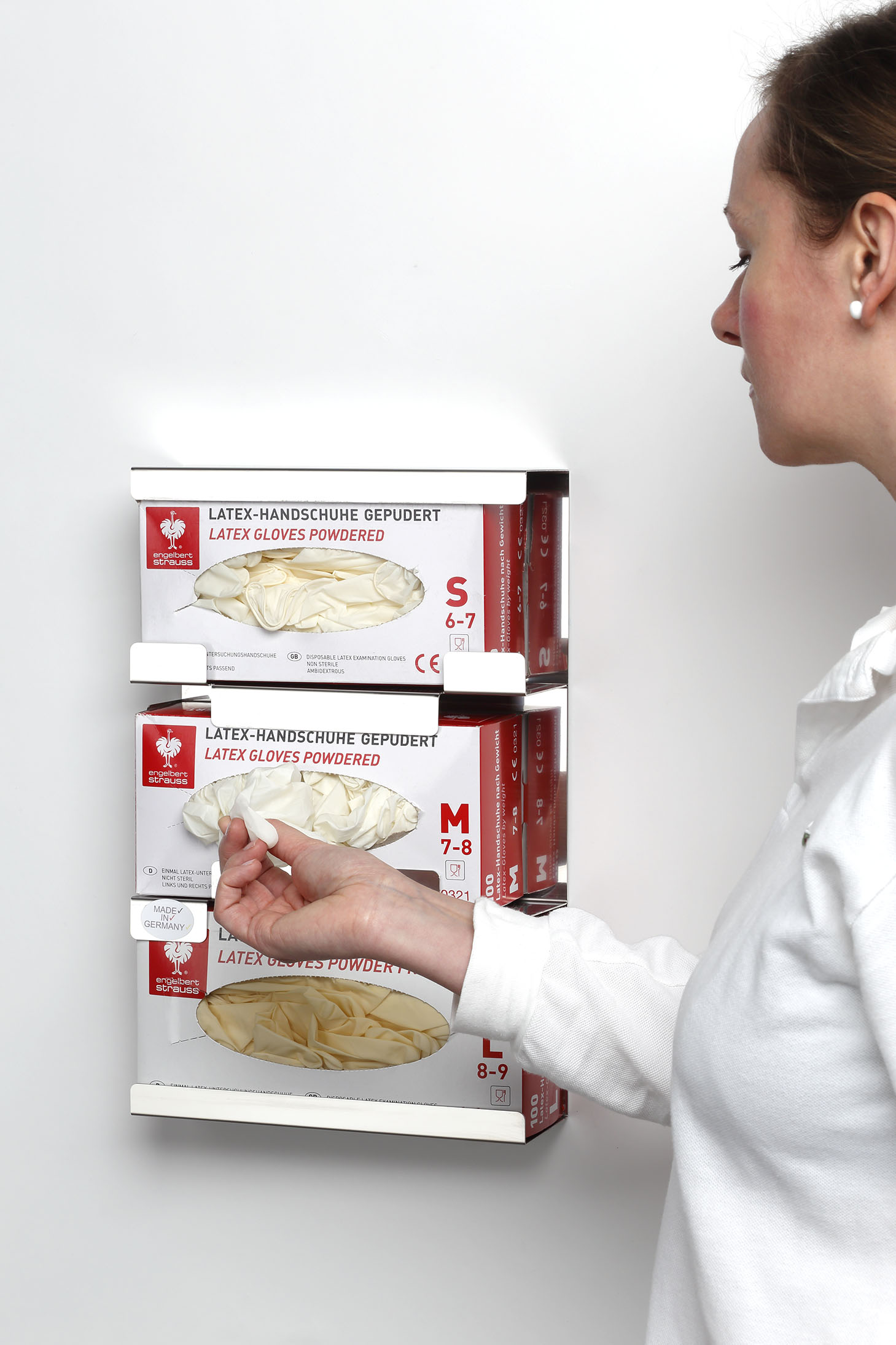 VAR Handschuhhalter, Edelstahl, dreifach, offen