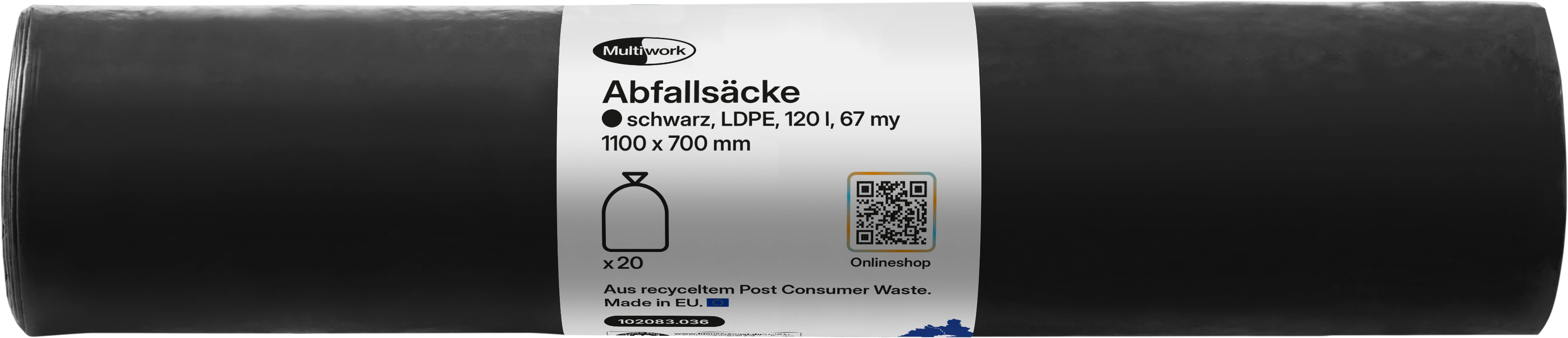 Müllsäcke LDPE ohne Zugband 120 lt. schwarz, 700 x 1100 mm, 67 my