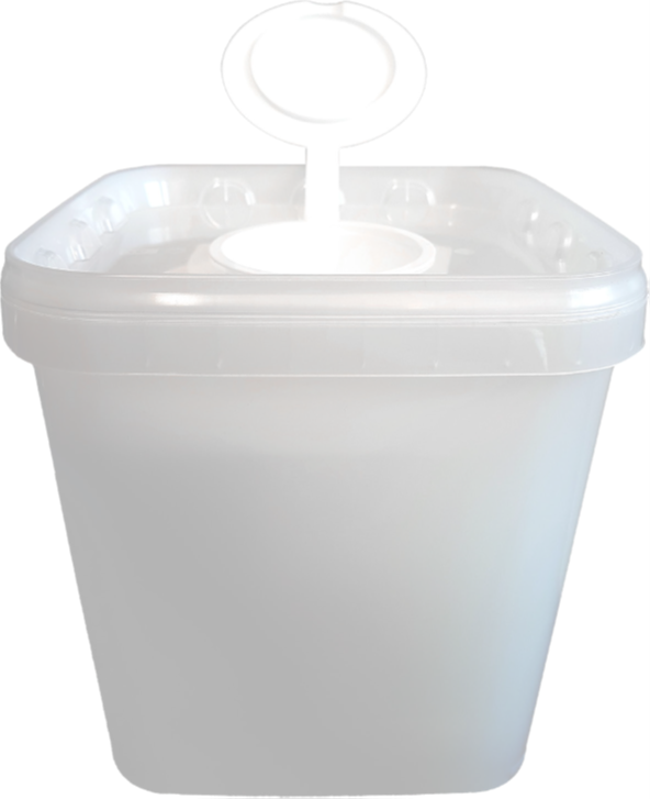 Kunststoffeimer Desi Box, eckig, weiß, mit transparentem Deckel