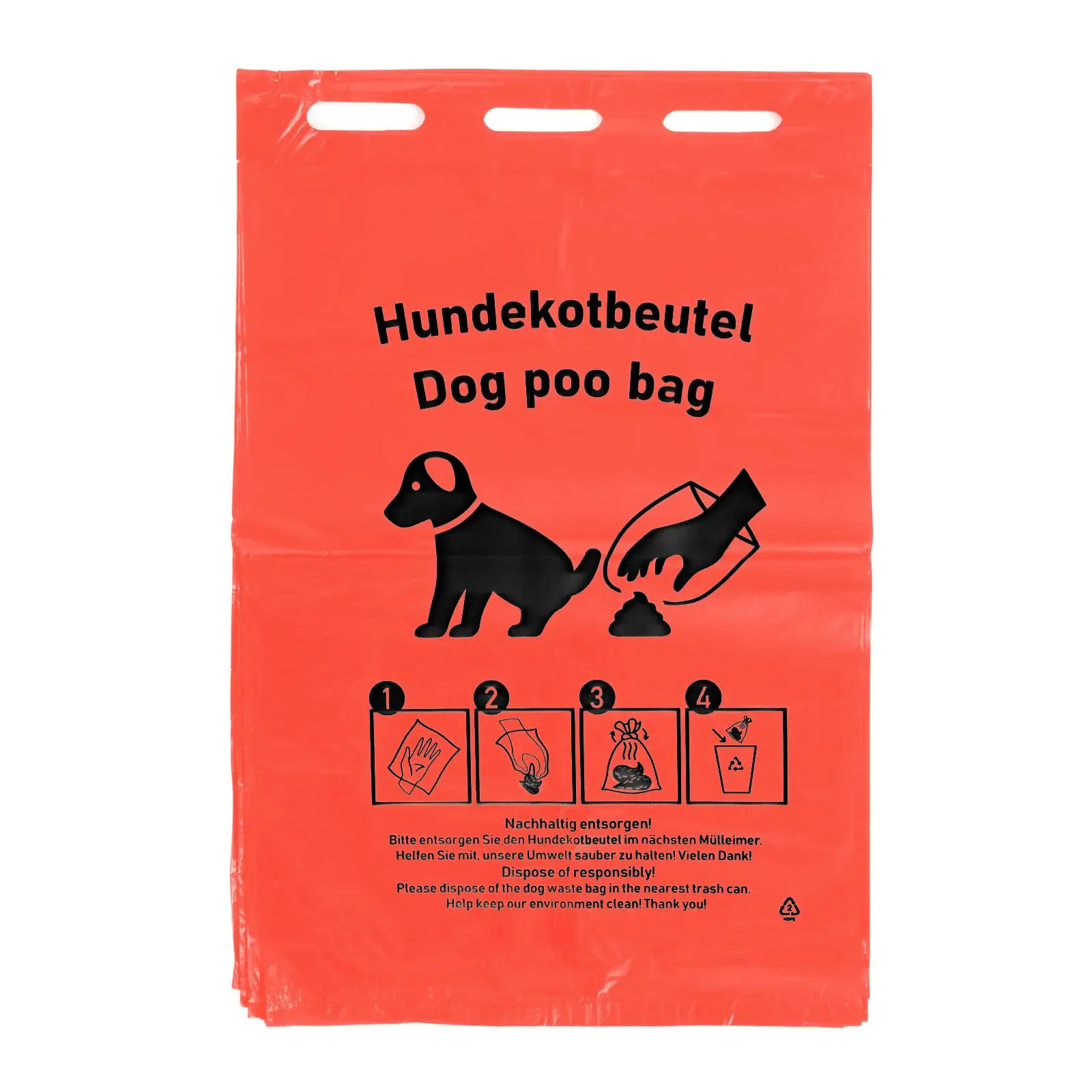 Hundekotbeutel HDPE rot mit schwarzem Druck