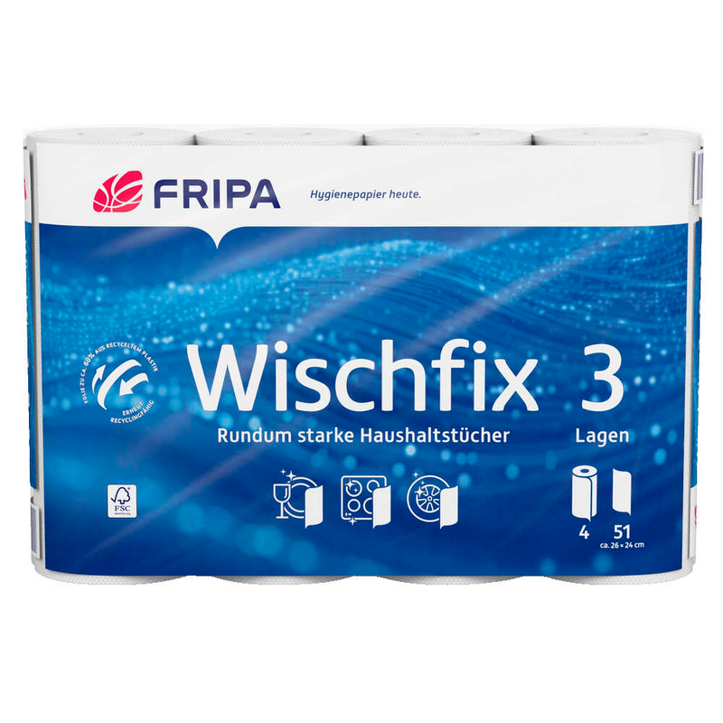Fripa Küchenrolle "Wischfix" 3lg. weiß